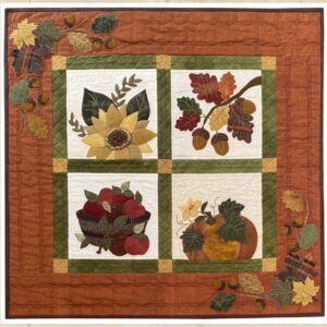 Autumn Bounty Complete Pattern - Finished Quilt Size: 31 1⁄2” x 31 1⁄2” | KLDesignsOnline.com | KL Designs by Karen Yaffe | Hand Designed Wool Appliqué Patterns by Karen Yaffe