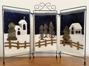 Winter Trio Banners - Makes Three 4 1⁄4” x 7 1⁄2” Banners | KLDesignsOnline.com | KL Designs by Karen Yaffe | Hand Designed Wool Appliqué Patterns by Karen Yaffe