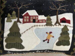 Home for Christmas - Finished Pillow: 12” x 16” | KLDesignsOnline.com | KL Designs by Karen Yaffe | Hand Designed Wool Appliqué Patterns by Karen Yaffe