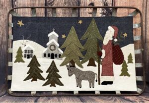Santa in the Woods Wool Mat Pattern - Finished Size: 16” x 26” | KLDesignsOnline.com | KL Designs by Karen Yaffe | Hand Designed Wool Appliqué Patterns by Karen Yaffe