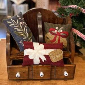 Christmas Cheer - Finished Sizes: (2) 5” x 8”, (1) 6” x 6” | KLDesignsOnline.com | KL Designs by Karen Yaffe | Hand Designed Wool Appliqué Patterns by Karen Yaffe