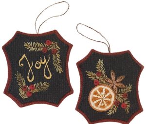 Bits of Joy Ornaments - Makes two 4 3⁄4” x 5 1⁄4” Ornaments | KLDesignsOnline.com | KL Designs by Karen Yaffe | Hand Designed Wool Appliqué Patterns by Karen Yaffe