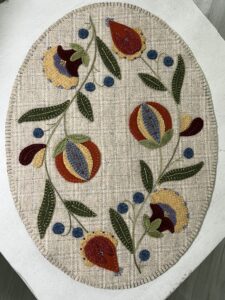 Coventry Garden Wool Mat - Finished Size: 16” x 12” | KLDesignsOnline.com | KL Designs by Karen Yaffe | Hand Designed Wool Appliqué Patterns by Karen Yaffe