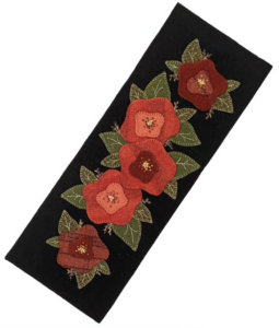 Rosy Posey - Finished Size: 7” x 19” | KLDesignsOnline.com | KL Designs by Karen Yaffe | Hand Designed Wool Appliqué Patterns by Karen Yaffe