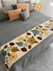 “Flowering Fields” | different sizes from runner up to King size | KLDesignsOnline.com | KL Designs by Karen Yaffe | Hand Designed Wool Appliqué Patterns by Karen Yaffe